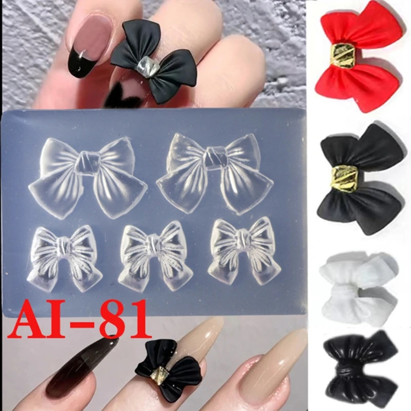 

3D Flower Bowknot Nail Art Decoration Epoxy Resin Mold Nails Stickers Jewelry Silicone Mould DIY Crafts Casting Tool