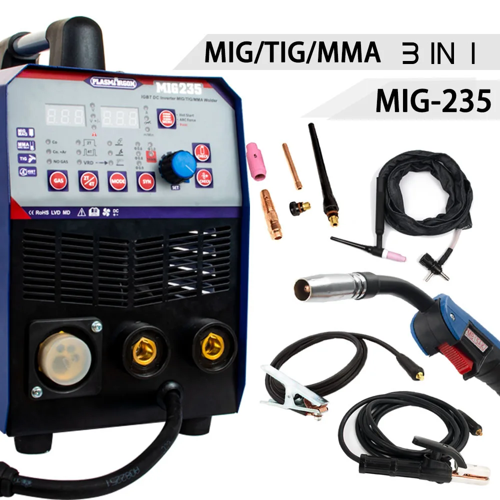 MIG 235 220V сварочный инвертор аппарат Stick MMA/TIG/ARC Многофункциональный|Приборы для