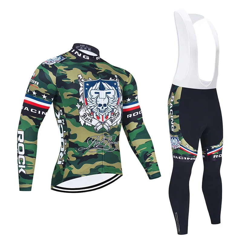 

2021 Camouflage Cycling Team Jersey 20D Bike Pant Set Ropa Ciclismo MenS MTB ROCK Long Bicycling Maillot Bottom Clothing