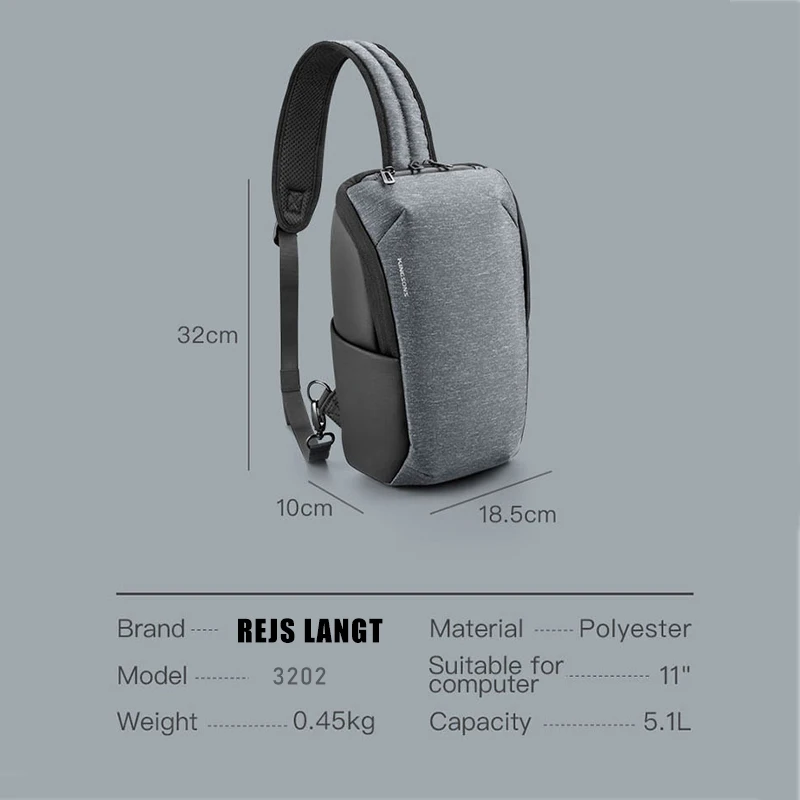 Новая модная сумка кросс-боди REJS LANGT 2021, вместительная Мужская нагрудная сумка, противокражная Водонепроницаемая Дорожная сумка-мессенджер... от AliExpress RU&CIS NEW