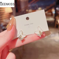 qeenkiss eg7252 fine jewelry wholesale woman girl birthday wedding gift butterfly zircon 925 sterling silver needle stud earring