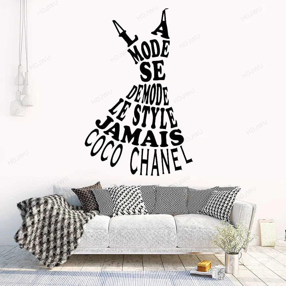 La mode se demode le style jamais coco Наклейка на стену домашний декор женская спальня