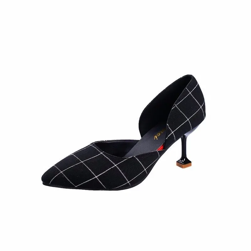 

New Plaid Women Shoes Woman Pumps 2020 Spring Autumn Thin High Heels Sexy Ladies Shoes Pointed Toe Shallow Work Casual Shoes