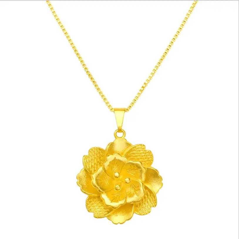 Подвеска в виде цветка с покрытием из желтого золота 24 к | Украшения и аксессуары