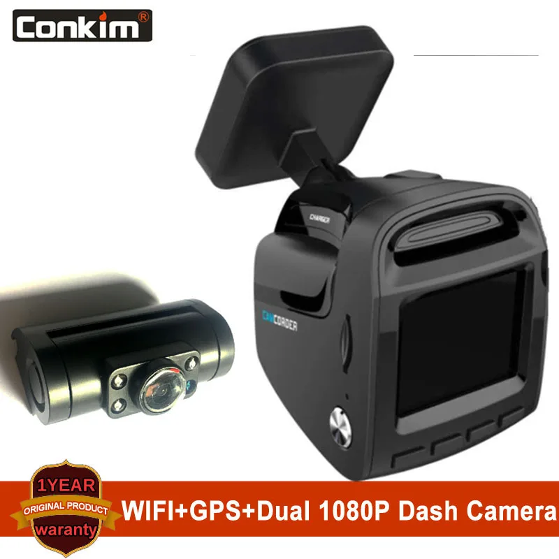 Conkim Автомобильный видеорегистратор 1 5 дюйма с GPS-треком и WIFI Передняя камера 2K