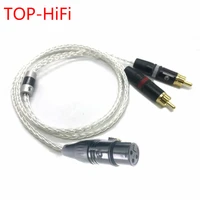 top hifi 3pin xlr female to 2x rca male cannon audio adapter cable 8 cores silver plated av cable