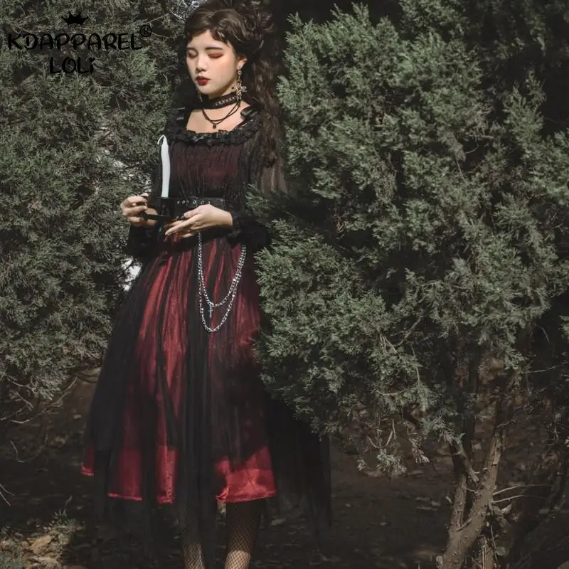 Винтажные женские платья Loilta OP милые для девочек с высокой талией длинный рукав