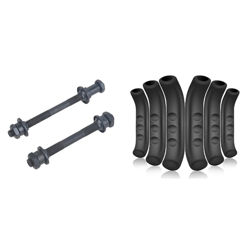 

1set Bike Bicycle Quick Release Metal Front and Back Axles Hollow Hub Shaft Lever & 12x Bicycle Brake Handle Sleeve