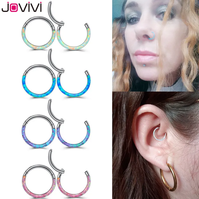 Jovivi нержавеющая сталь 16G поворотное кольцо с откидной крышкой для носа