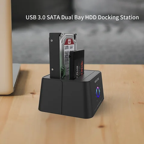Wavlink Высокоскоростной USB 3,0 для SATA Dual Bay внешний жесткий диск Док-станция 5 Гбит/с для 2,5/3,5 "SSD HDD Быстрый автономный клон