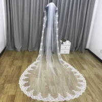 real photo white ivory 3 meters long wedding veil bridal veil lace veil with comb veil wedding accessories
