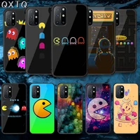 hot game pacman tempered glass mobile phone bag case cover for oneplus oppo realme find x2 3 6 7 8 9 t pro nord gt neo luxury