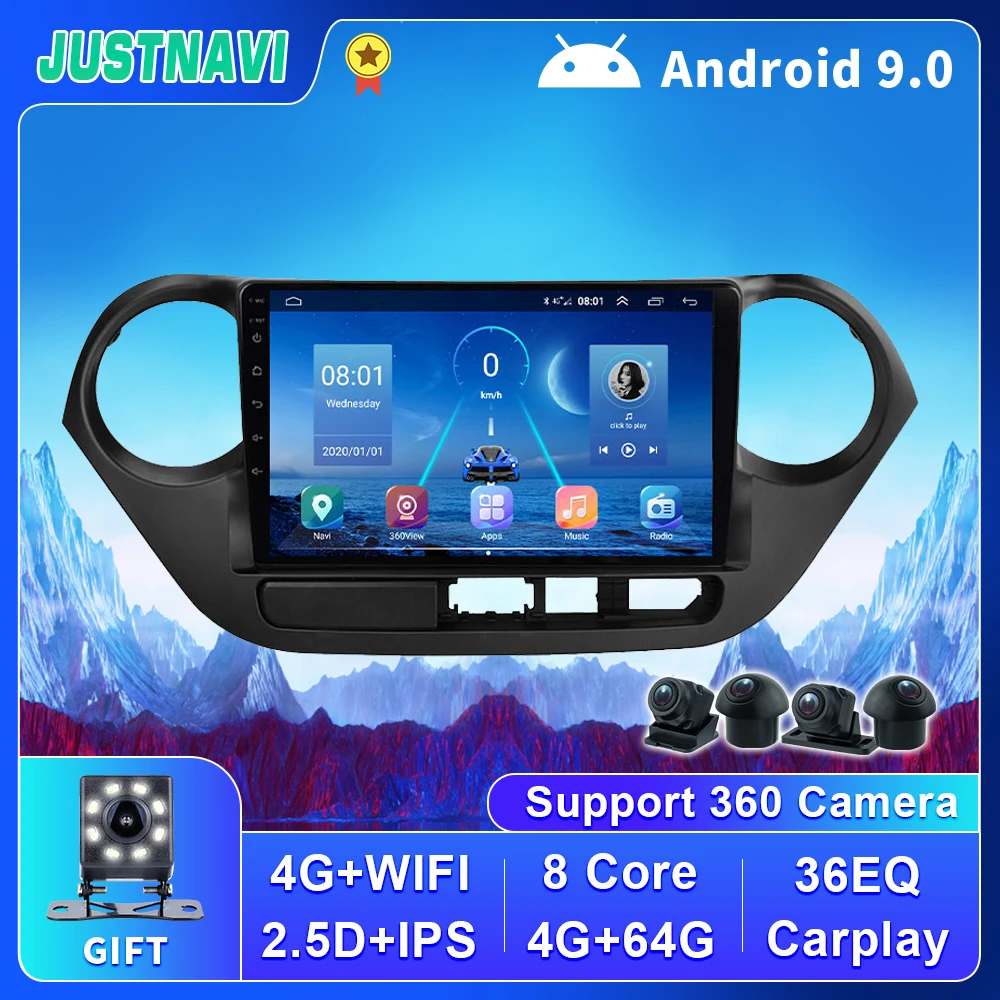 

For 9 inch For Hyundai Grand I10 2014-2017 DSP Carplay 360 Camera GPS Navigation 2 Din Car Multmedia WIFI BT Player Radio No DVD