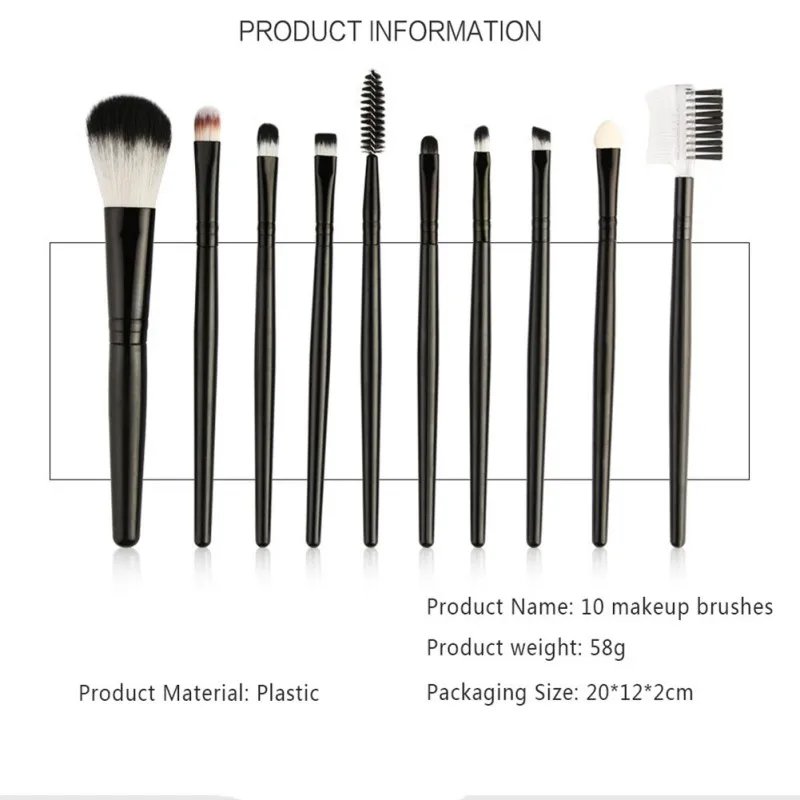 Новинка! 10 шт. розовое золото/черный набор кистей для макияжа пудра Тональная