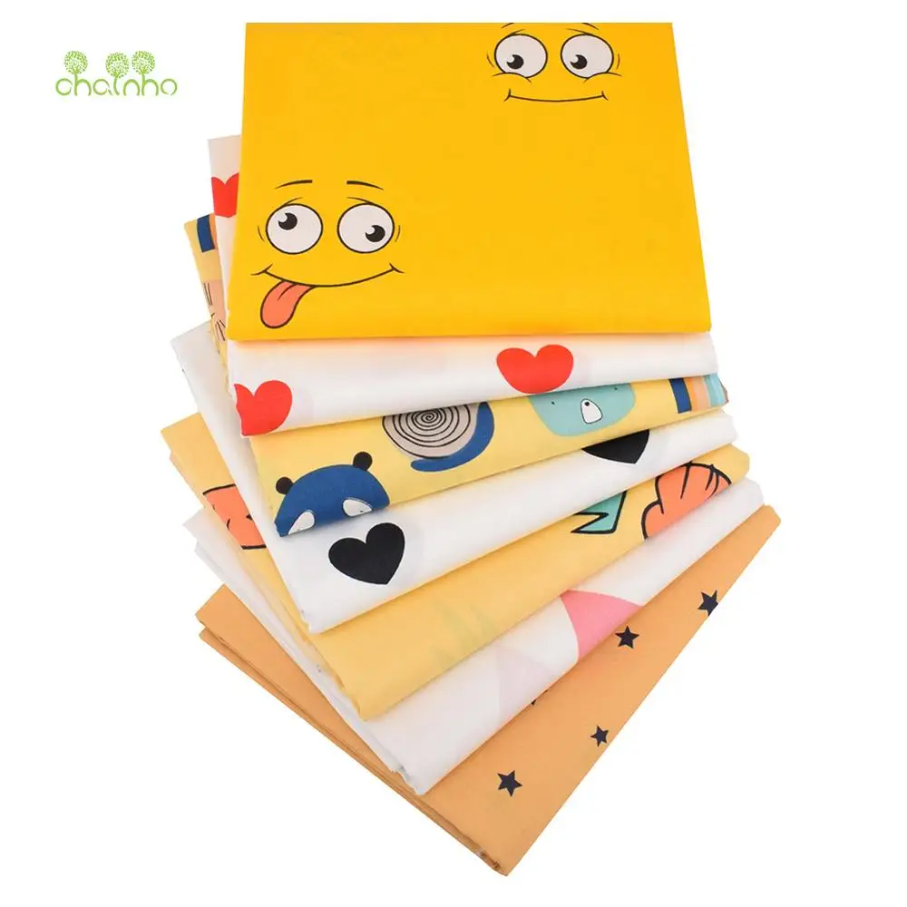 Chainho 7 шт. серия эмотиконов хлопковая ткань с принтом саржевого переплетения