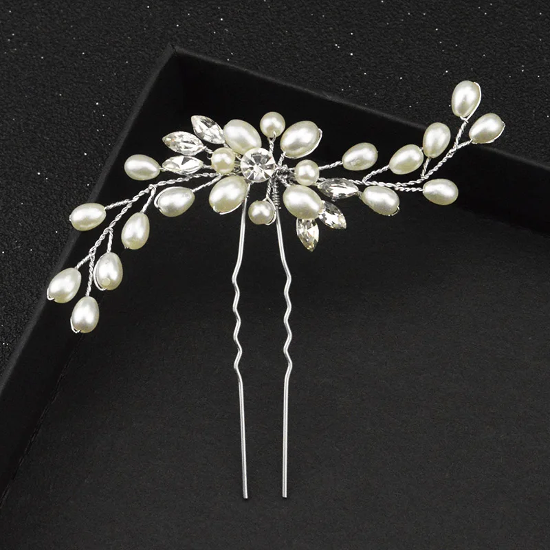 Серебряная золотая жемчужная заколка для волос, свадебные аксессуары для невесты и подружки невесты, кристальные волосы для девочки.