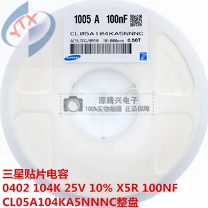 CL05A104KA5NNNC CAP CER 0402 100nF 104K ±10% 25V X5R Ceramic Capacitor 10000pcs Ceramic Capacitor CL05A104KA5NNNC CAP CER 0402 100nF 104K ±10% 25V X5R Ceramic Capacitor 10000pcs Ceramic Capacitor