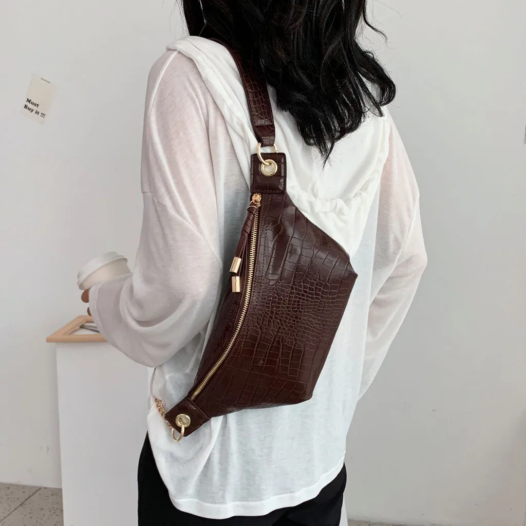 Женская поясная сумка из искусственной кожи аллигатора Повседневная мессенджер