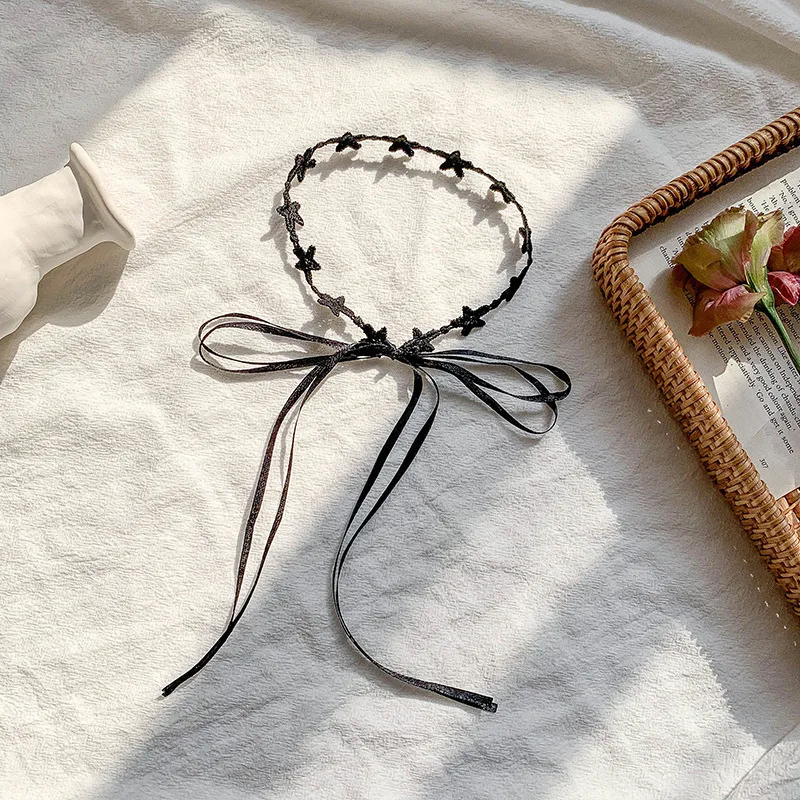 

Chain Necklace with Black Star Ribbon Lace Chockers Necklaces for Women Gift Chockers Neckless with Charms
