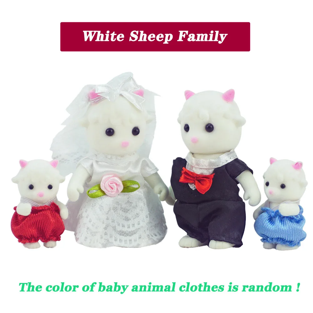 

New Children Toys 1/12 Miniatures Furniture For Dolls Forest Animal Family Action Figure Dolls Set White Sheep Family Girl Toy
