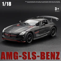 124 benz amg sls alloy metal ballast pull back sound and light car model toy collection childrens diecast toy christmas gifts