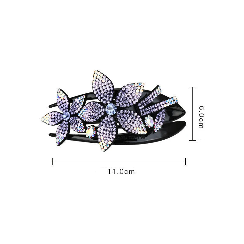

Rhinestone Double Flower Hair Clip Hair Crystal Hair Combs Female Elegant Beads Hairgrip Handmade Fashion Hair Accessories Tools