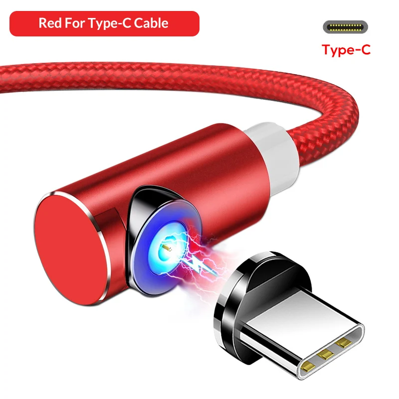 For Type C Red TOPK Магнитный usb кабель для зарядки Micro USB кабель для iPhone samsung huawei usb type C Магнитный зарядный кабель кабели для мобильных телефонов - Color: For Type C Red
