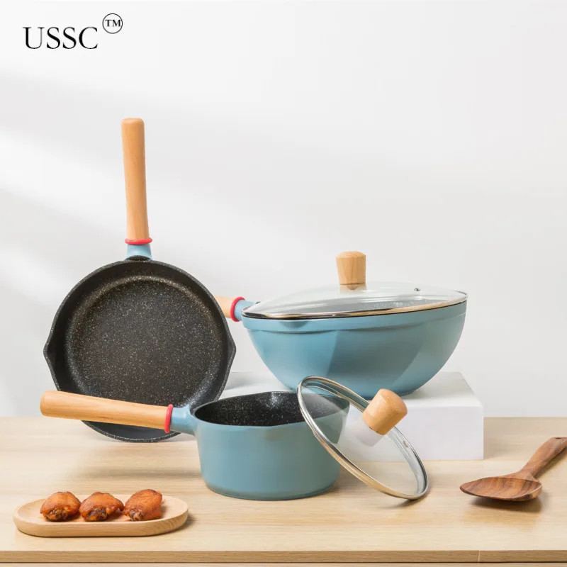 USSC Grill Pans Wheat Rice Stone Pot, Non Stick Pot, Household Electromagnetic Stove, Gas Stove, Cooking Utensils, Frying HZ049
