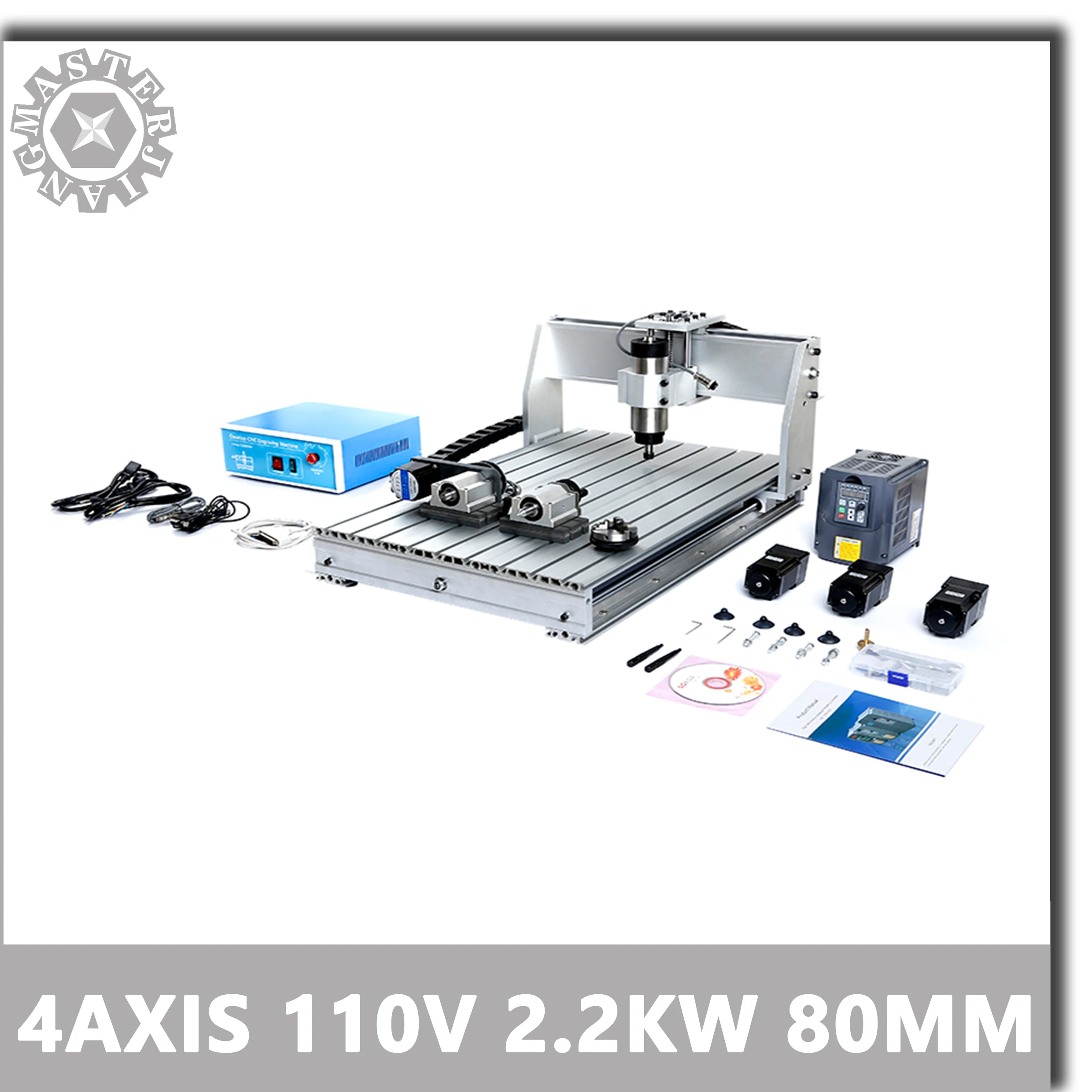 110 В 2 кВт 80 мм шпиндель воздушного охлаждения HY VFD 6040T CNC машина 2200 Вт с воздушным