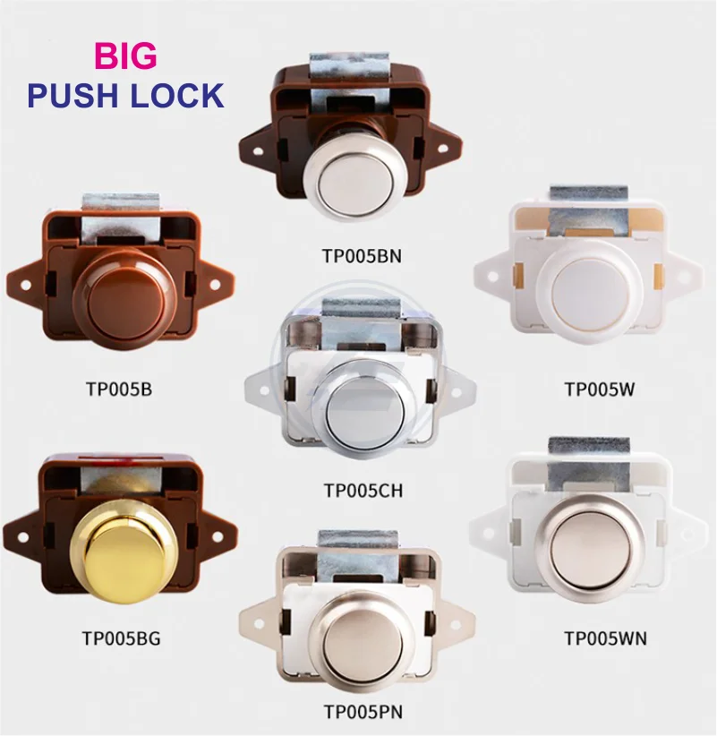 

10pcs RV Push Lock Caravan Camper Trailer Boat Cabinet Drawer Motorhome Latch Button Door Locks Furniture Hardware Cut out 26mm