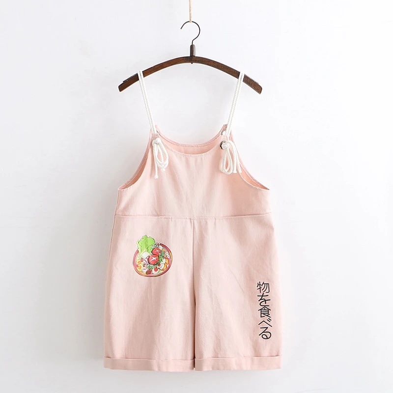 Женский летний розовый комбинезон повседневный Свободный в японском стиле