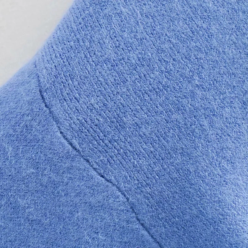 Женский осенне-зимний однотонный пуловер Новое поступление 2018 синий свитер