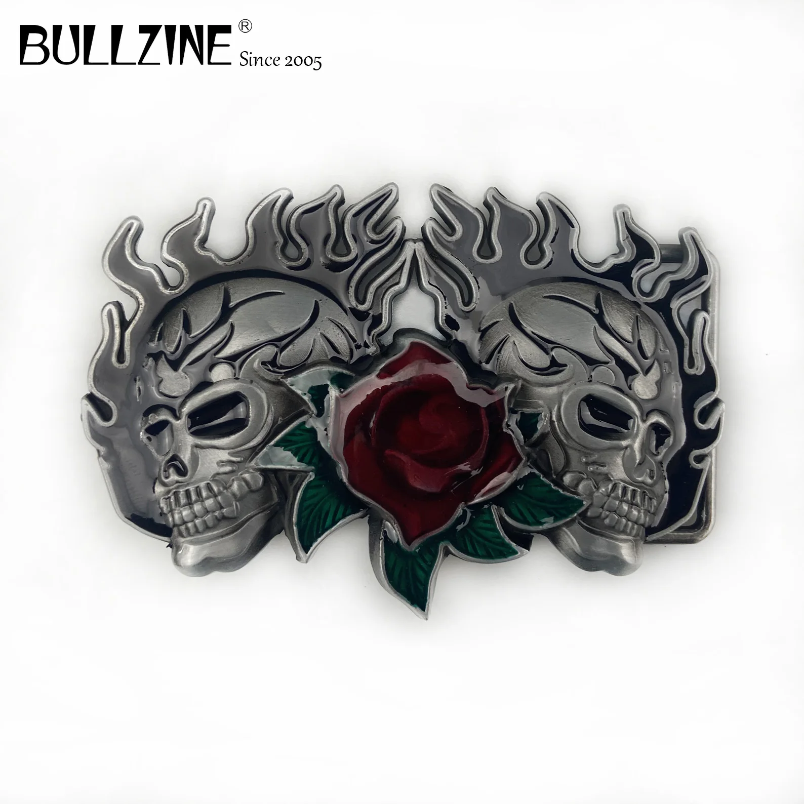 Bullzine Оптовая Продажа цинковый сплав розы череп пряжка на ремешке магическое