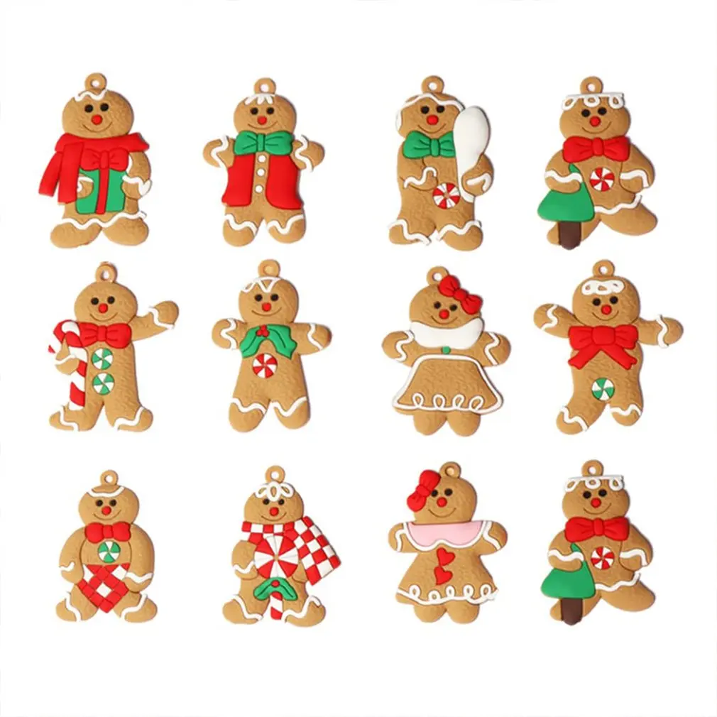 

Gingerbread Man Ornaments Christmas Tree Ornaments Scene Decoration Pendant Cute PVC Soft Glue Ornaments