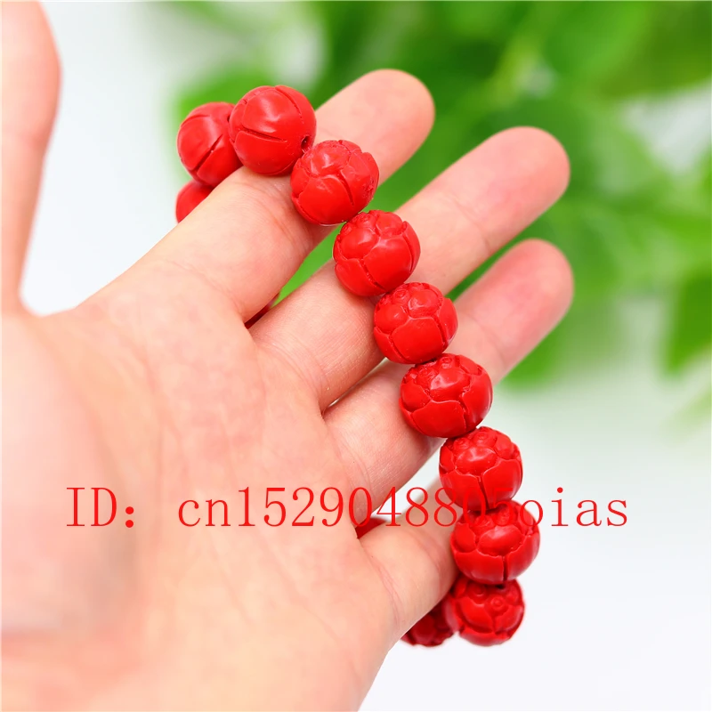 15 мм бусины Лотос эластичный браслет китайский натуральный красный Органическая