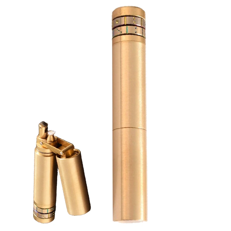 Латунная креативная бензиновая Зажигалка Nunchaku тонкая Складная зажигалка | Дом и