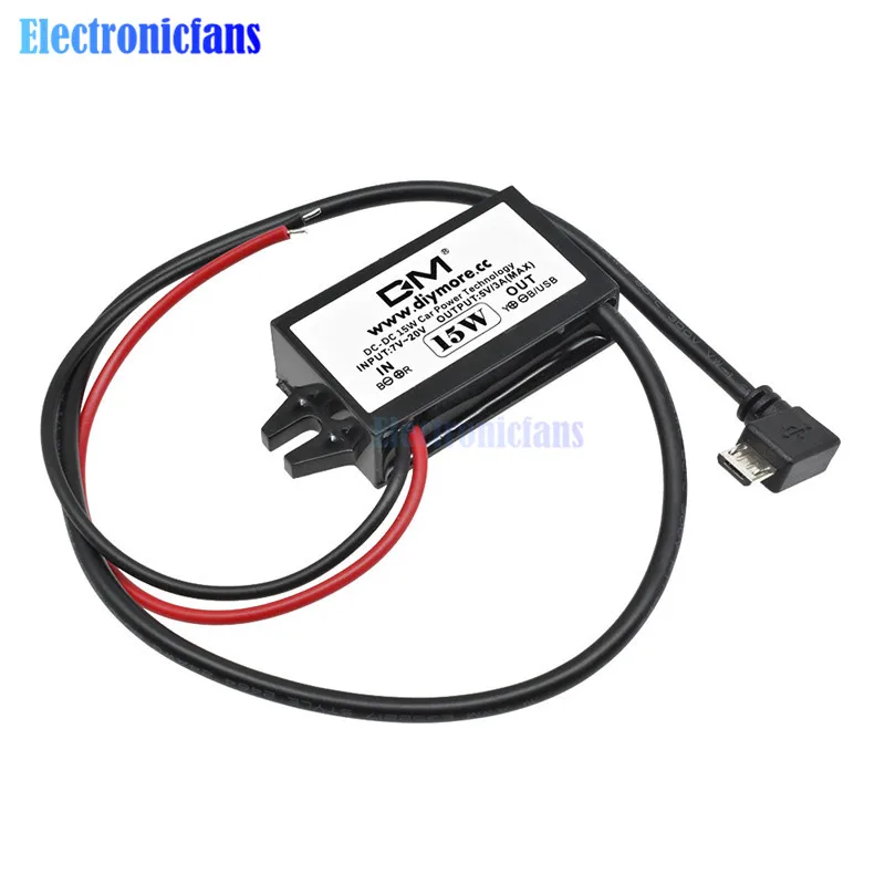 Водонепроницаемый DC-DC 12V to 5V 3A Micro USB преобразователь понижающий модуль питания DC/DC