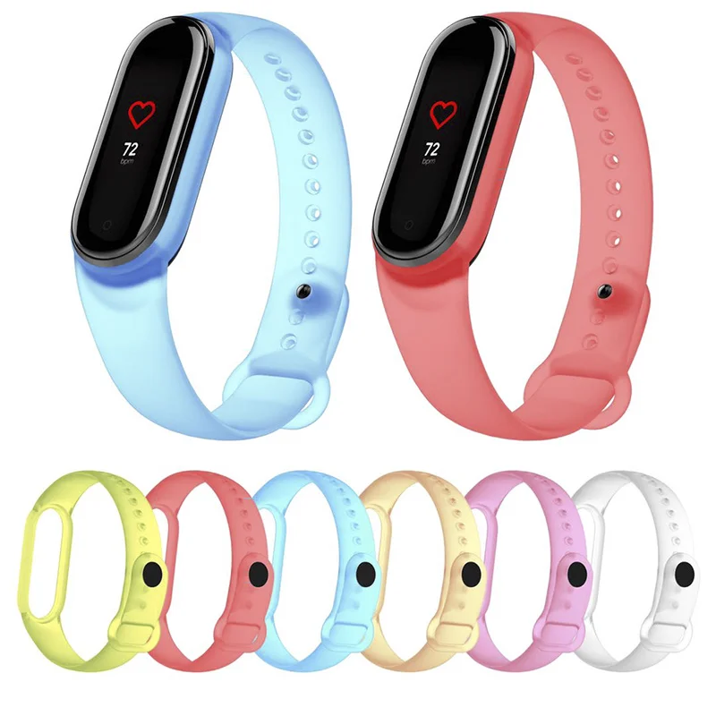 Силиконовый ремешок для Xiaomi Mi Band 5 прозрачный водонепроницаемый браслет |
