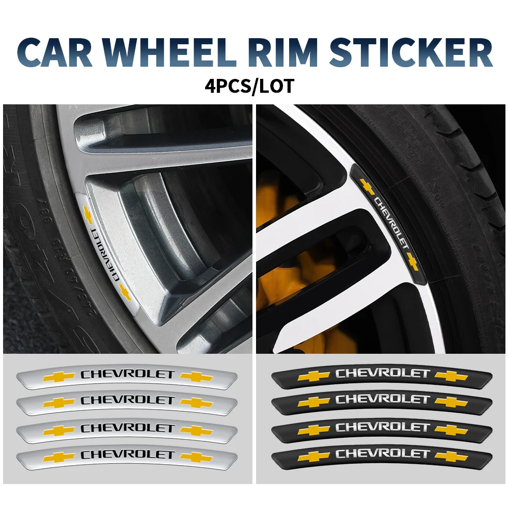 

4PCS Car Racing Rim Wheel Stripes Decal Flat Glue Sticker For Chevrolet Lacetti Niva Onix Cruze Captiva Trax Camaro Sonic Sail