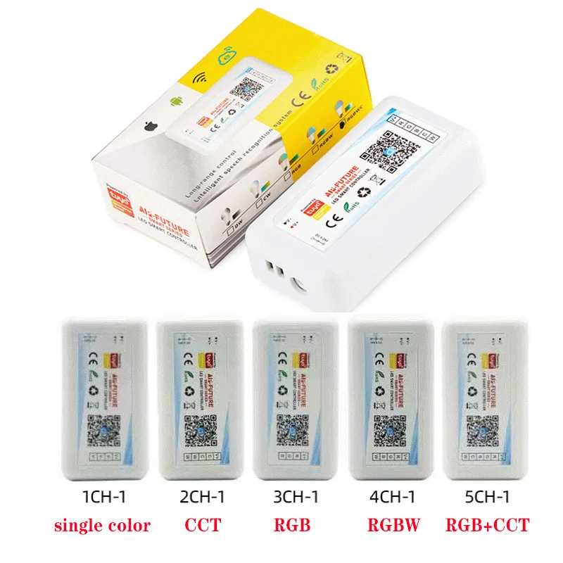 

Tuya Smart Wifi led Controller DC5-24V Single color/CCT/RGB/RGBW/RGB+CCT LED Strip Change Dimmer