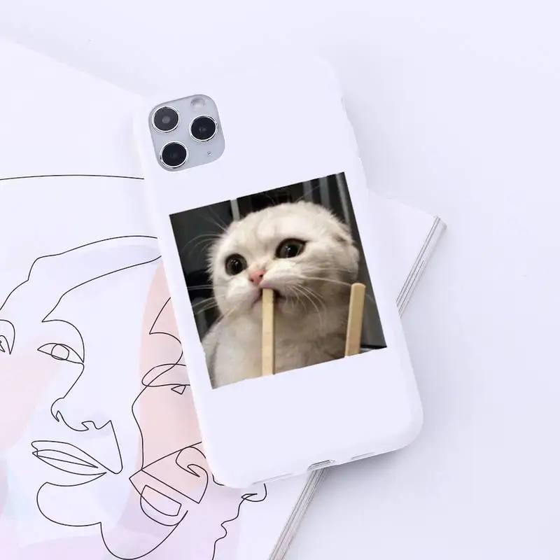 

Cute animal cat art design Phone Case Candy Color for iPhone 6 7 8 11 12 s mini pro X XS XR MAX Plus