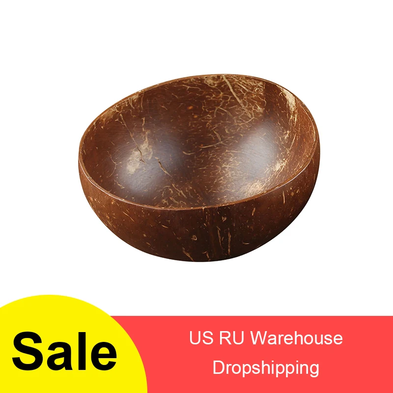 1Piece Creative Coconut Bowl Soup Salad Noodle Rice Eco Friendly Bowl Wooden Fruit Bowls Handicraft Art Work Decoration