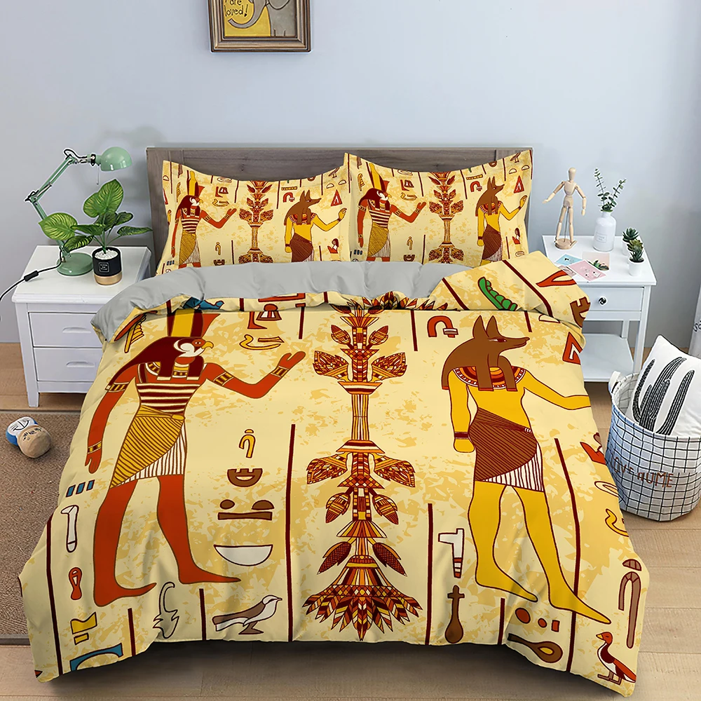 Egyptian Bedding Set Ancient Egypt Civilization Duvet Cover Characters Home Textiles Bedclothes 2/3PCS | Дом и сад