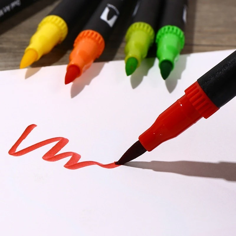 120 Цвета двойной кончик кисти маркеры арт акварельные тонко пишущие рисования