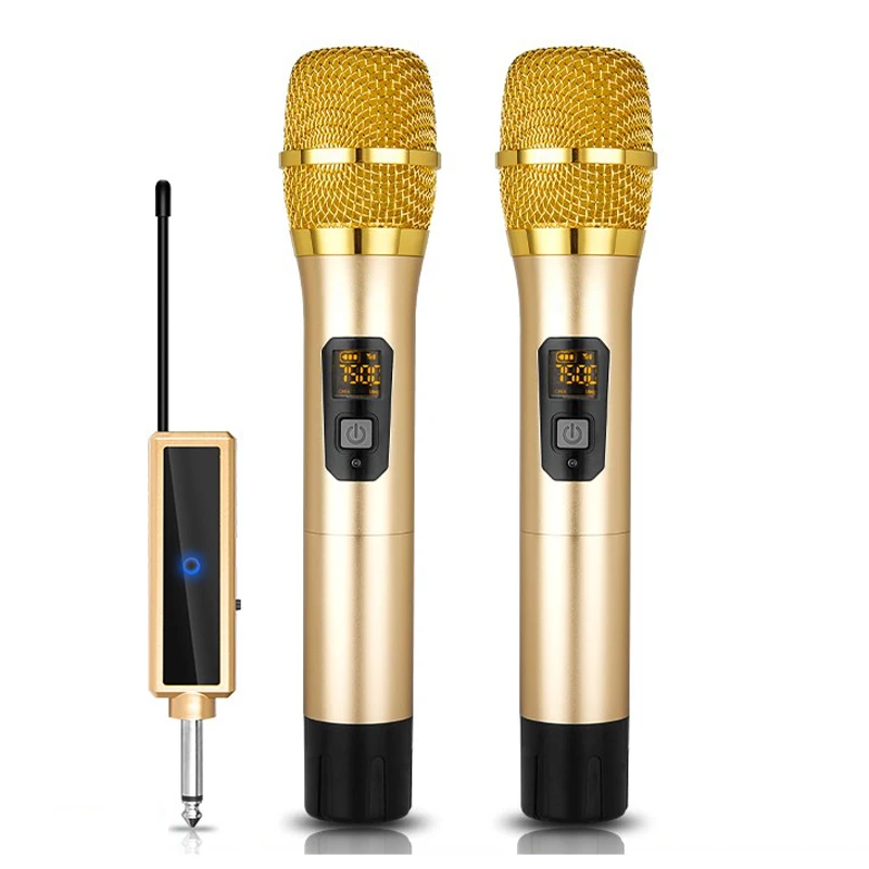 

Wireless Microphone Recording Karaoke Handheld UHF 2 Channel Lithium Battery 50m Receiving Distance