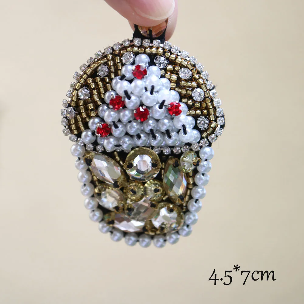Fashion Handmade tassel flower rhinestone beaded patches for clothing DIY sew on patch embroidered applique cake sequins Parches | Дом и сад