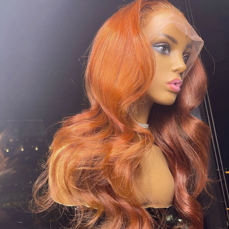 

Имбирный Оранжевый плотность 180% 26 дюймов длинные волнистые синтетические парики на сетке спереди парик для чернокожих женщин ежедневный К...