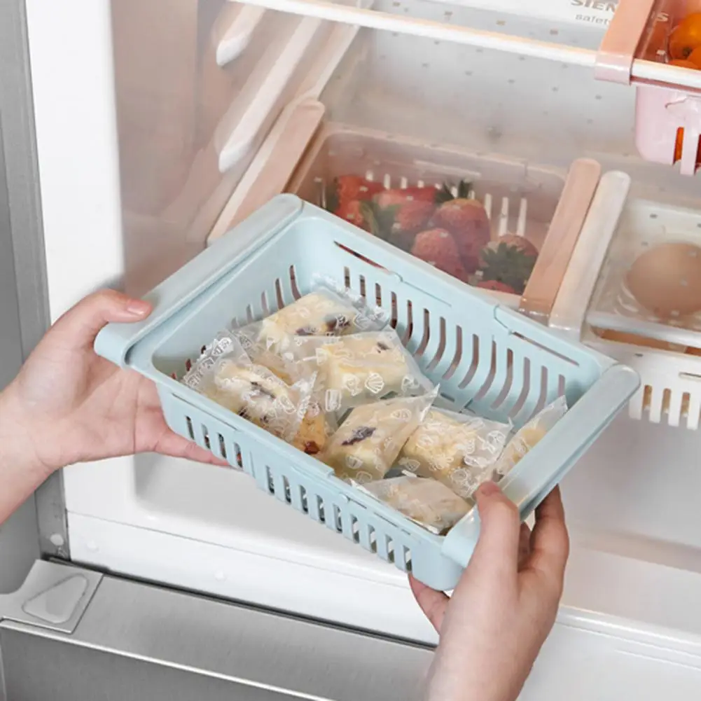 

60% Dropshipping!!Storage Rack Eco-friendly Space-saving Plastic Pull-out Refrigerator Food Organizer for Home