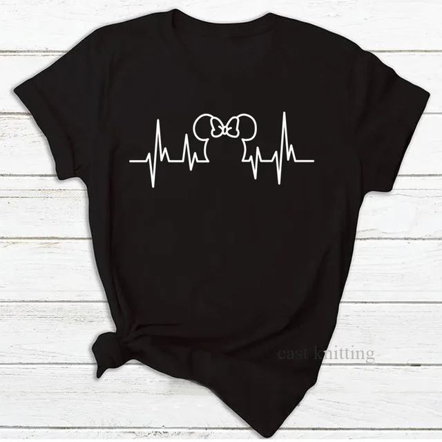 0957-black Heartbeat Lifeline, собачья Лапка, кошачья лапка, женская футболка, Halajuku, повседневная забавная футболка, унисекс, для девушек, топ, футболки, хипстер, Прямая поставка - Цвет: 0957-black