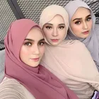 Женские однотонные пузырь шифоновый шарф хиджаб накидка с принтом одноцветные шали повязка хиджабы для женщин шарфы